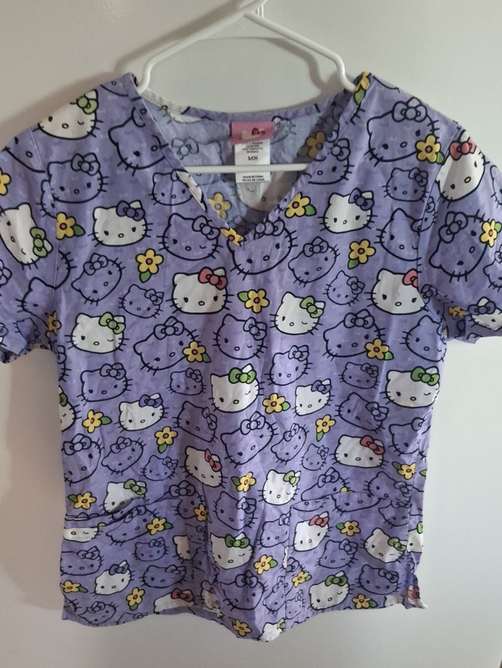 Hello Kitty Purple Scrub Top - Short Sleeve